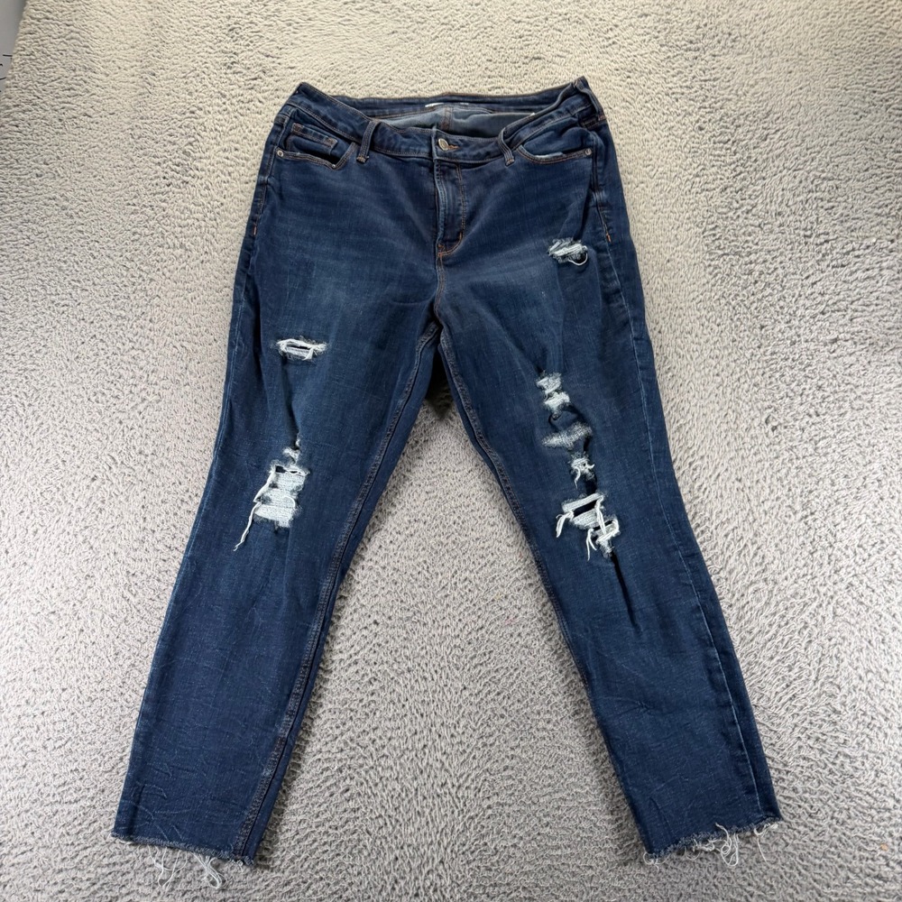 Old Navy Rockstar Jeans Womens 14 Blue Cotton Denim Skinny Distressed Stretch‎